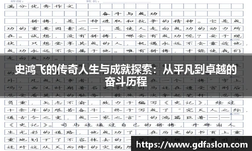 史鸿飞的传奇人生与成就探索：从平凡到卓越的奋斗历程